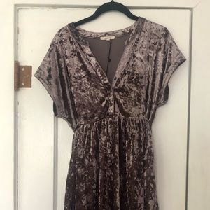 Purple Velvet Button Dress